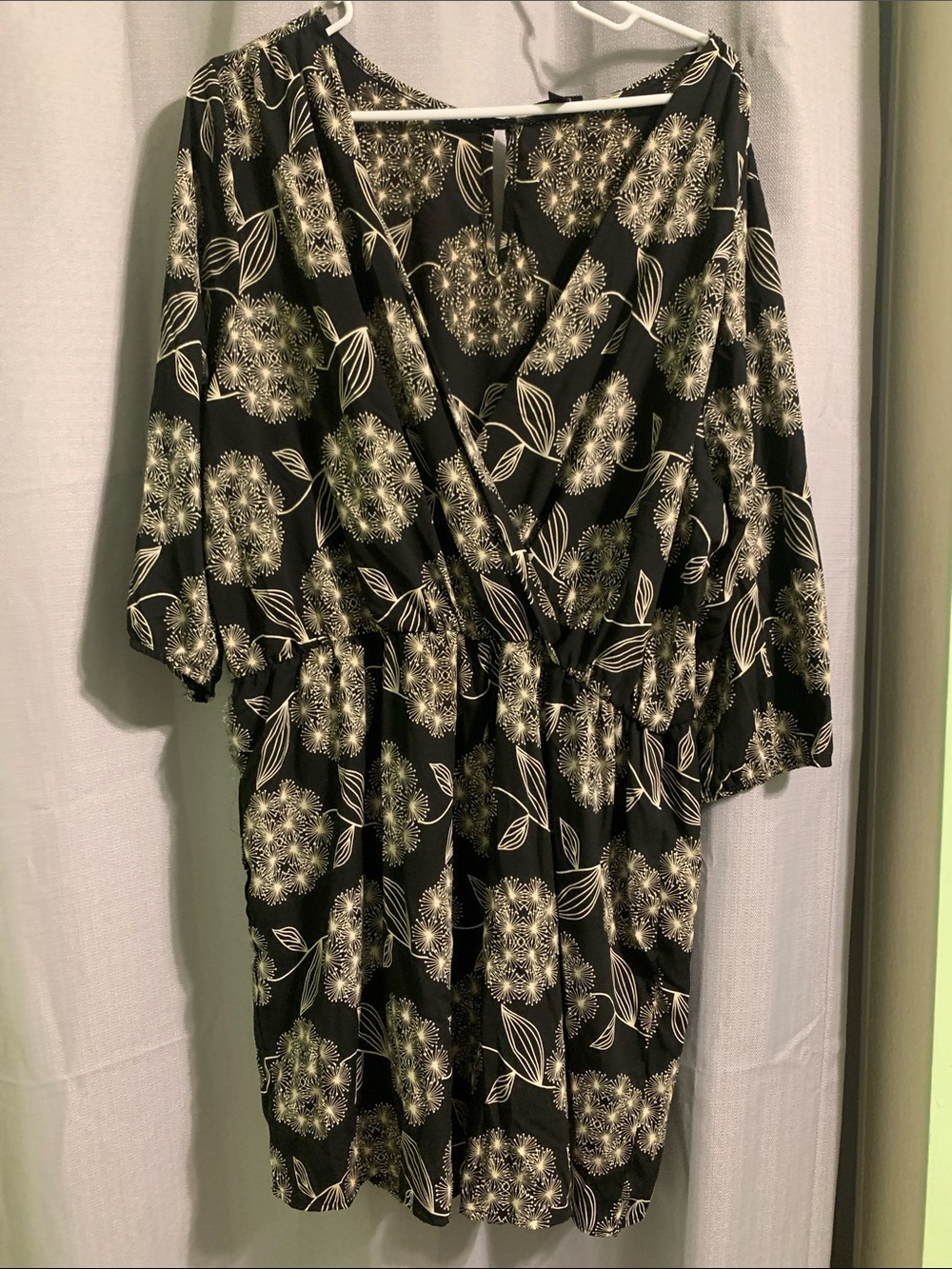 Torrid Black Floral Romper Black with Cream Floral Print